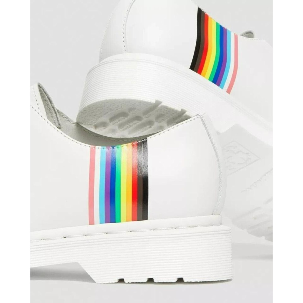 Dr. Martens 1461 Pride Shoes US M4 US W5 White Leather Rainbow Stripe  NEW IN BX